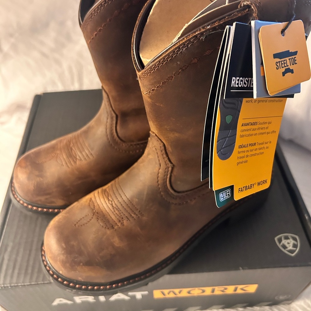 Ariat Brown Leather Work Western Boots